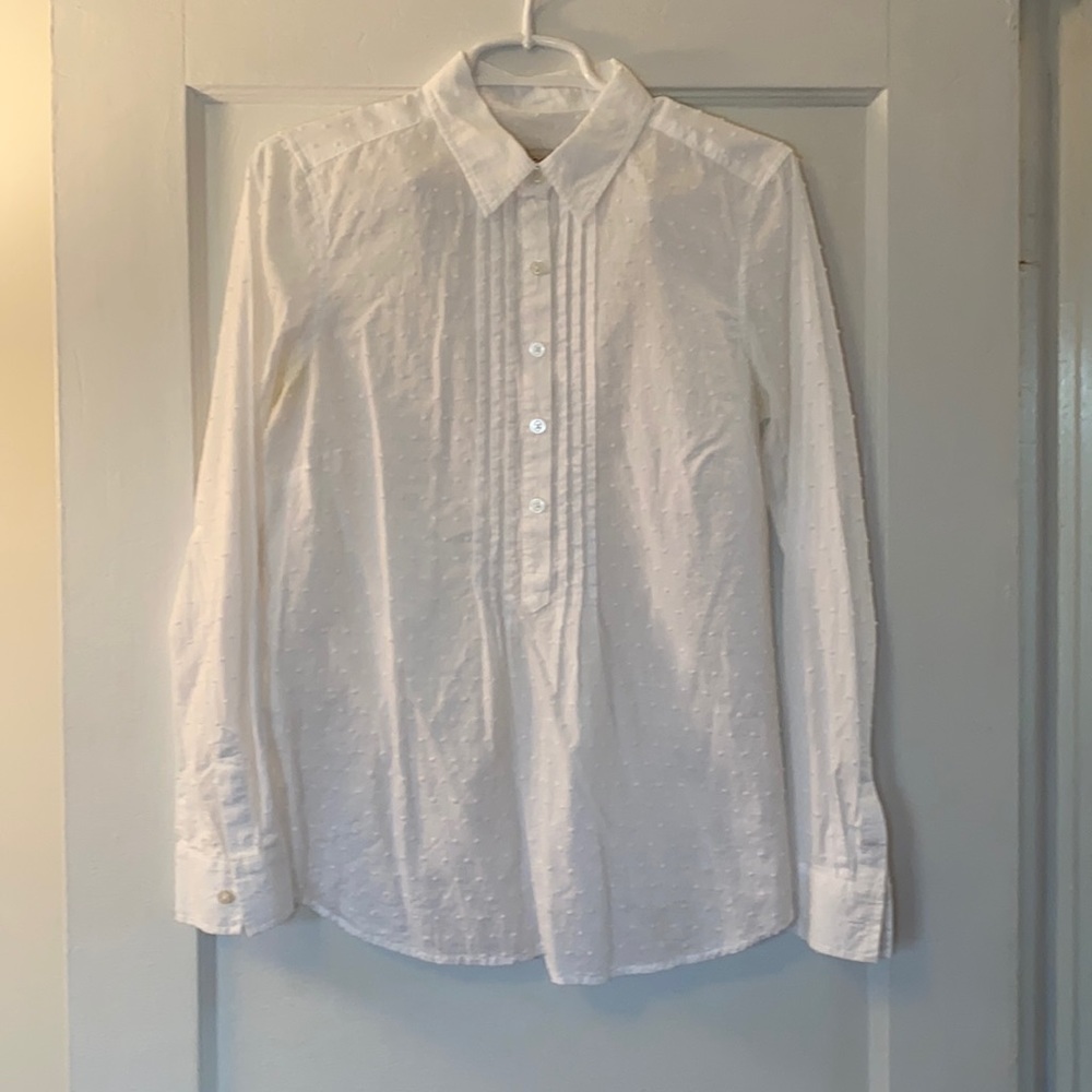 Ann Taylor Loft White Button Down Blouse Small